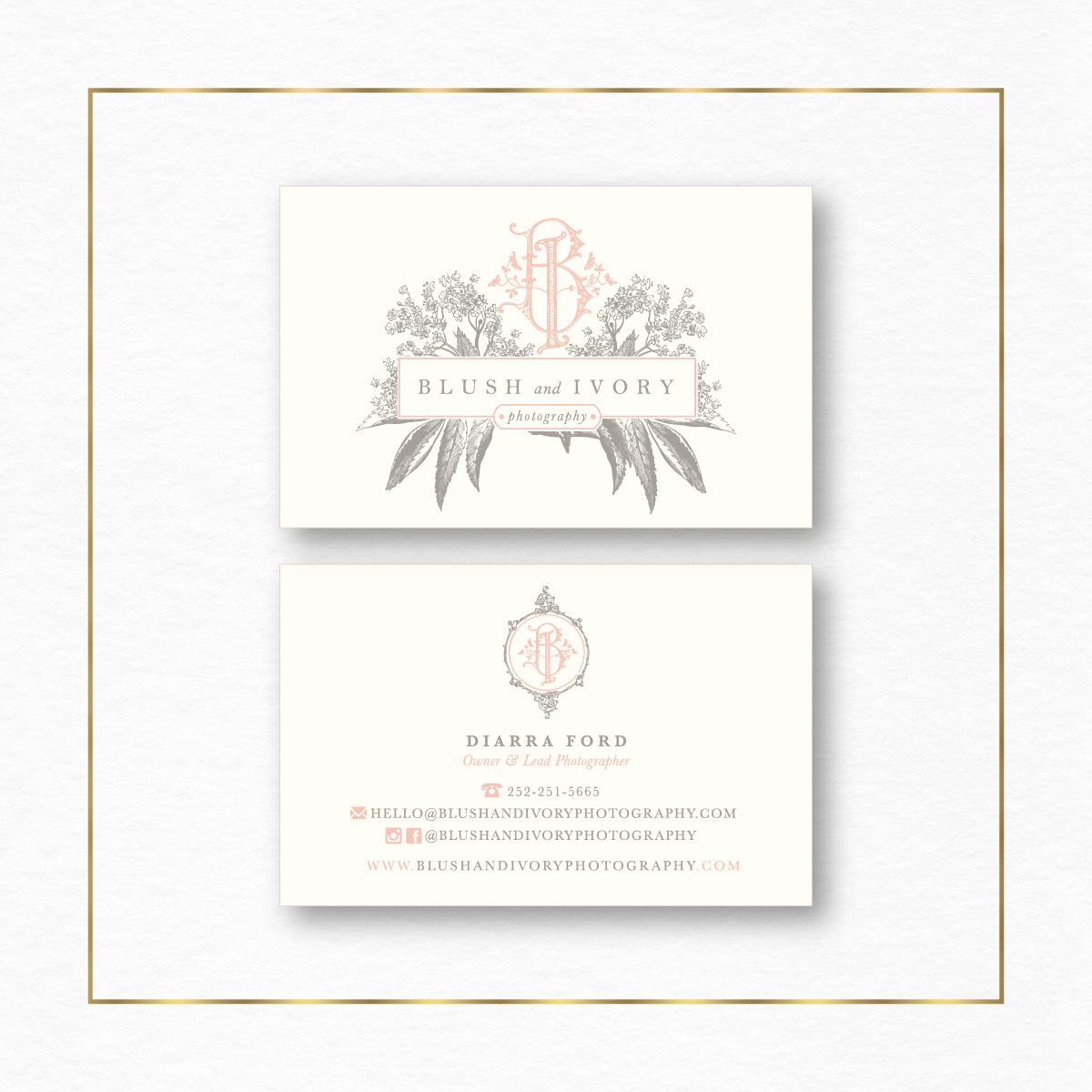 Custom Business Card Design with Hand Drawn Monogram