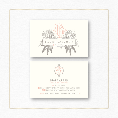 Custom Business Card Design with Hand Drawn Monogram